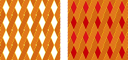 catalonia flag rhombus pattern background set. vector illustration