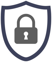 Shield key icon isolated on white background.