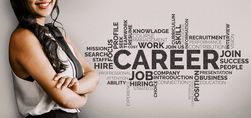Human Resources Recruitment and People Networking Concept. Modern graphic interface showing...