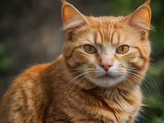 Obraz premium orange cat with blur background, orange cat is sitting and looking