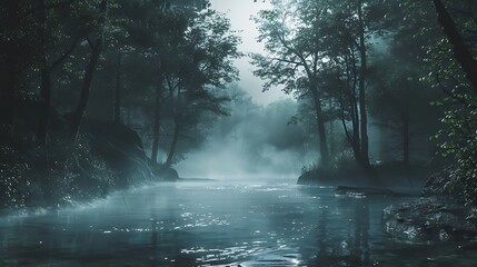 Obraz premium A dark forest Realistic style Digital CG art concept illustration realistic cartoon style 