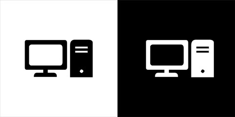 Illustration vector graphic of computer icon, black and white