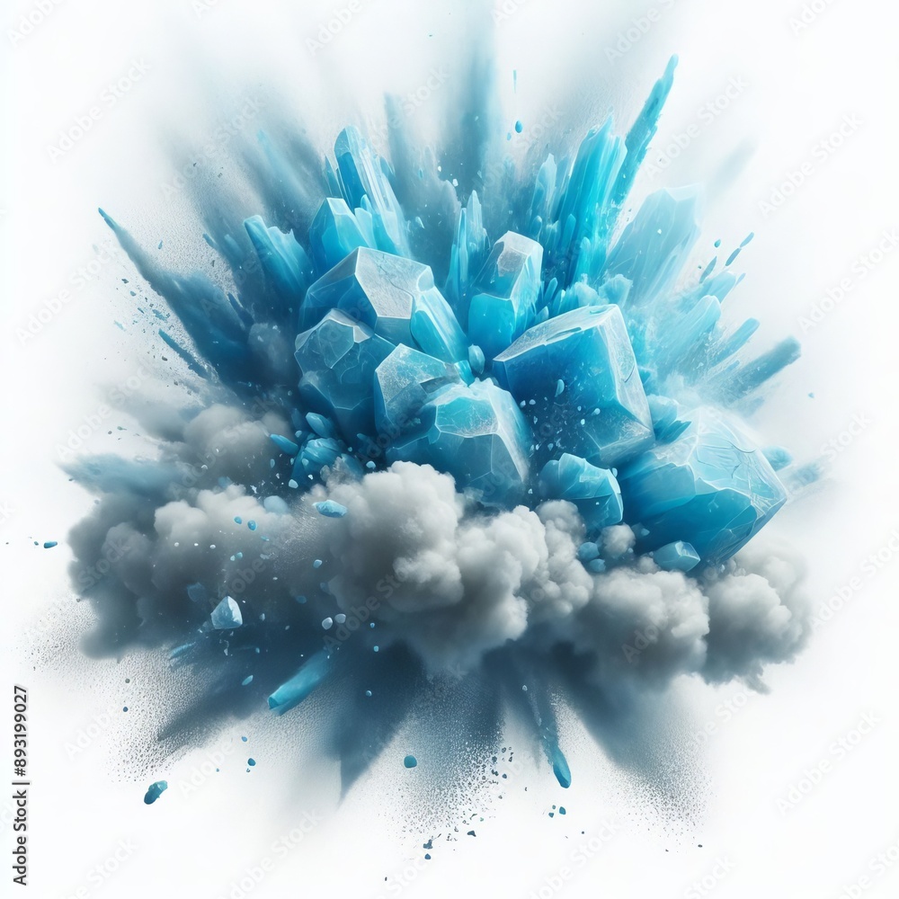 Canvas Prints 105 127. glacial blue chalk piece bursting into a frosty cloud o