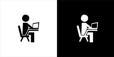 Illustration vector graphic of computer icon, black and white