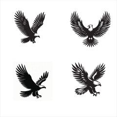 silhouette of clean vector Soaring Eagle on white background 