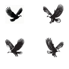 silhouette of clean vector Soaring Eagle on white background 