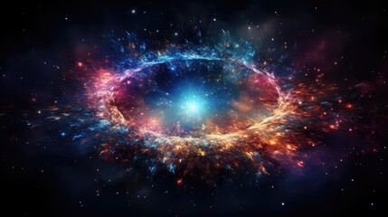 A circular halo, Twinkling stars, first-person view, Nebula 