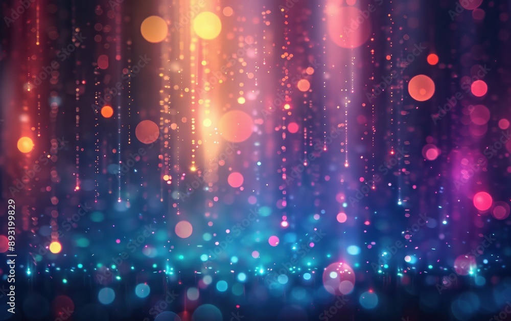 Poster abstract bokeh background with vibrant, colorful lights creating a magical atmosphere. perfect for f