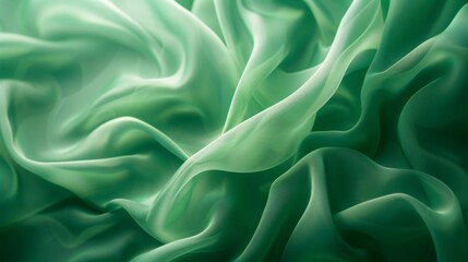 Obraz premium A Close up of a Green Silk Fabric With Waves and Ripples in It - Generative AI