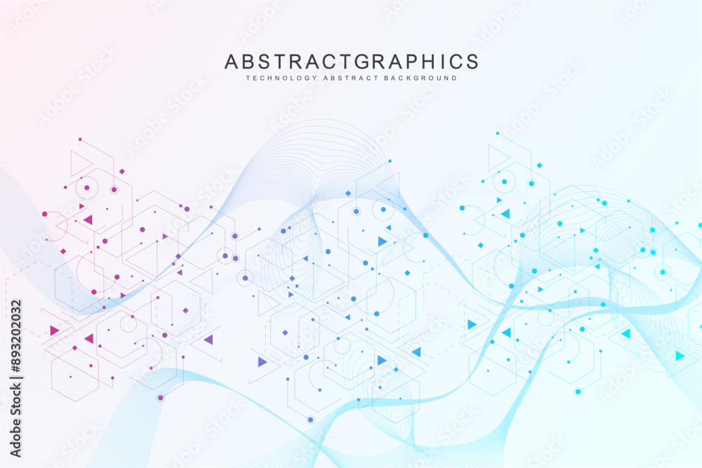 Aufkleber geometric abstract background with connected line and dots. structure molecule and communication. bi