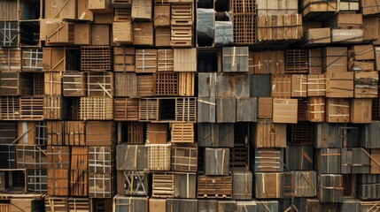 Pallets of goods organized in a grid pattern