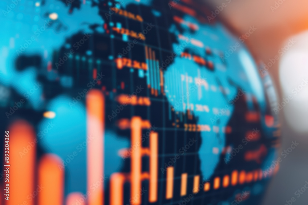 Poster digital world map with data visualization. modern technology concept of global connections, analytic