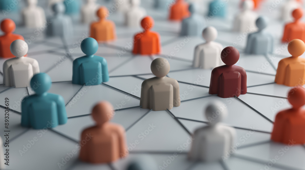 Aufkleber abstract representation of interconnected people in a network. colorful figures symbolize connection