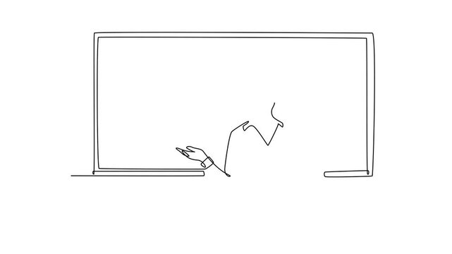 Lecturers teaching in class concept. Single line draw design. Full length animation illustration. High quality 4k footage.
