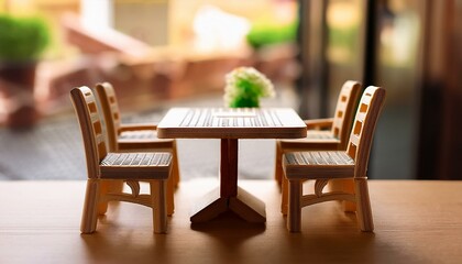 Obraz premium 분위기 좋은 레스토랑 카페 테이블 미니어처