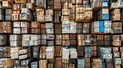 Pallets of goods organized in a grid pattern