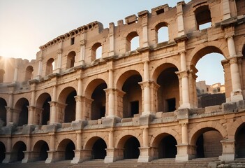 Roman amphitheater. Ancient walls of a crumbling amphitheater