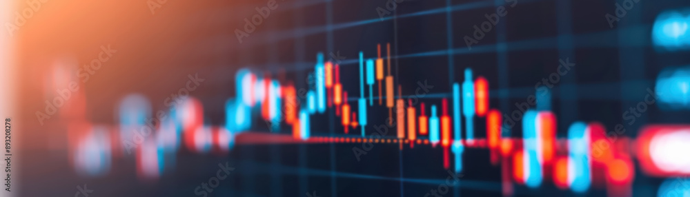 Poster blurred image of a financial graph with fluctuating data, showcasing market trends and analysis in v