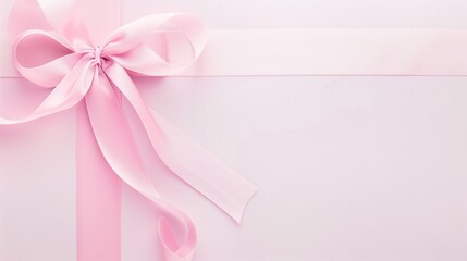 soft pink paper background with pink ribbon, cancer concept