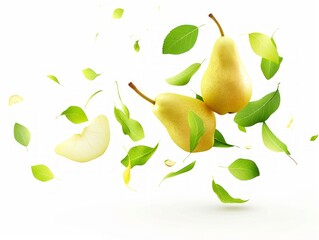 Floating Yellow Pear: Capturing the Beauty of Freshness and Vibrancy