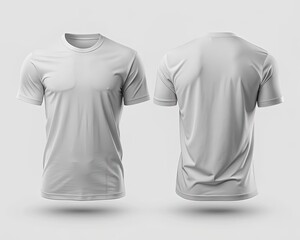 High-quality blank white t-shirt mockup showcasing front and back views with various angles, perfect for displaying designs, logos, or text for multipurpose use.