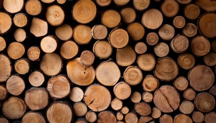 Winter's Fuel: Stack of Wood Logs in Storage"