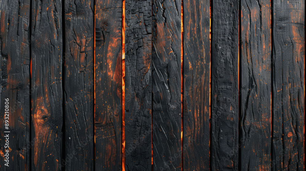 Aufkleber closeup of charred wooden planks, showcasing the texture and patterns created by the fire. a unique,