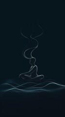 Serene Abstract Digital Art of Meditating Figure with Flowing Lines, Mindfulness Spiritual