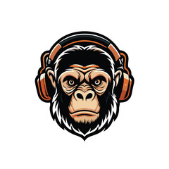 A  monkey  with  headphones  in  a  logo  design.