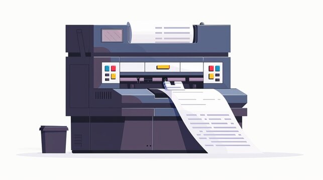 blue printer printing paper, flat design clip art preview