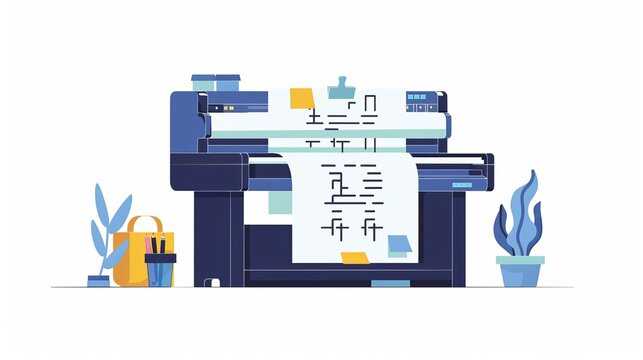 blue printer printing paper, office setting clip art preview