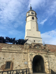 the tower of the castle in the center of the city