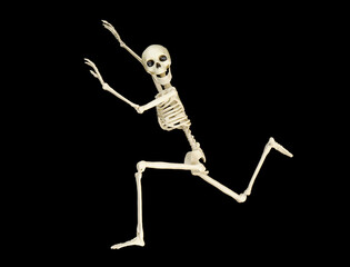 Funny skeleton  on black background.