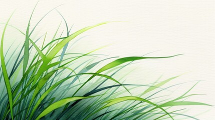 Beautiful watercolor art of green grass set against a white background.
