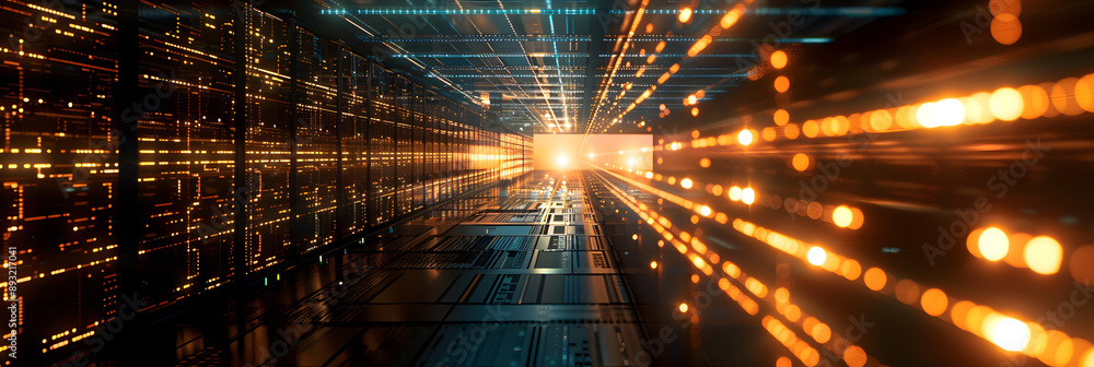 Poster abstract data center background, database in terminal storage, hardware server room, cloud computing