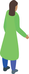 Fototapeta premium 3d isometric illustration of a female doctor wearing a green coat walking away