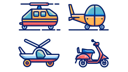 A minimalist vector icon set of transportation