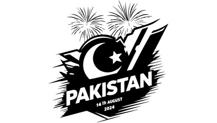 14 August day shirt logo in black and white