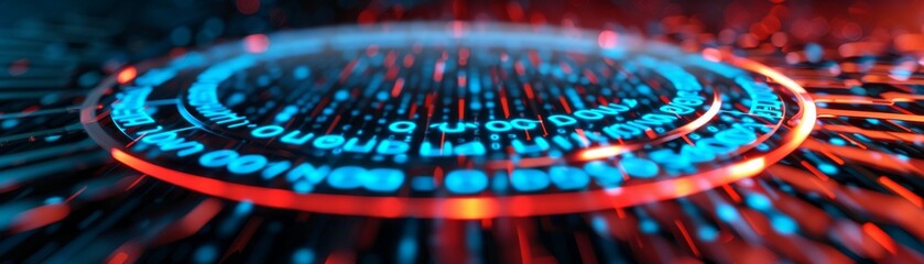 Obraz premium abstract futuristic data code network digital technology concept - blue and red glow
