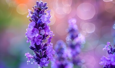 Fototapeta premium A cluster of purple lavender flowers, Generative AI