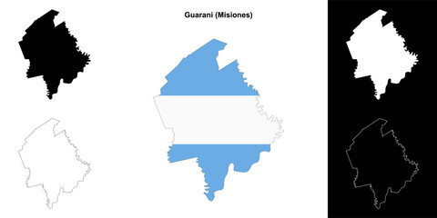 Guarani department (Misiones) outline map set