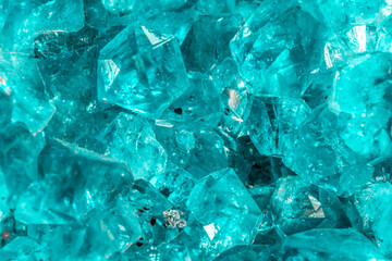 Aquamarine crystal mineral stone. Gems. Mineral crystals in the natural environment. Texture of precious and semiprecious stones. shiny surface of precious stone