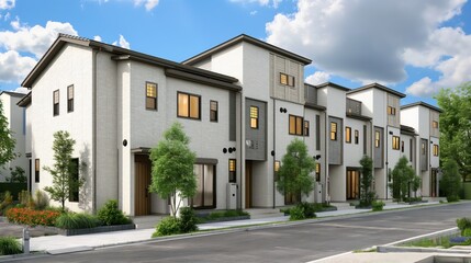 Fototapeta premium Residential development in the suburbs with small modern houses