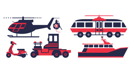 A minimalist vector icon set of transportation
