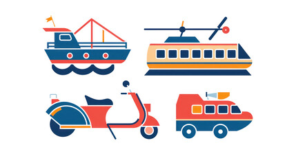 A minimalist vector icon set of transportation