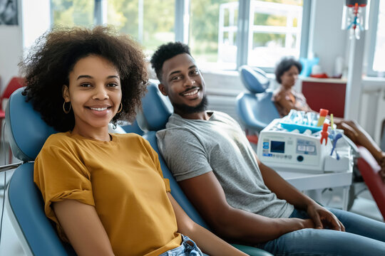 At the clinic, a group of cheerful individuals donate blood, emphasizing its significance in saving lives and raising awareness about blood donation