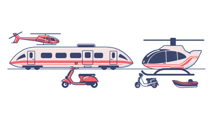 A minimalist vector icon set of transportation