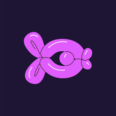 Balloon modelling of fish figure. Twisting animal shape with rubber, helium. Inflatable latex toy for children Birthday party decoration. Funny childish event decor. Flat isolated vector illustration