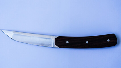 a Japanese style knife with a wooden handle