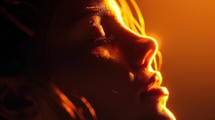 A Close-up Shot of a Human faces with radiant, digital gradients